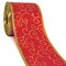 Wired Red Christmas Ribbon 40 FEET 2 1/2" Wide Satin & Gold Glitter Tree Garland
